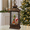 Battery-Operated Holiday Lantern with LED Light - Santa
