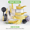 GreenLife Soft Grip Nonstick Ceramic 18-Piece Cookware Pots/Frying Pans Set Yellow