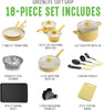 GreenLife Soft Grip Nonstick Ceramic 18-Piece Cookware Pots/Frying Pans Set Yellow