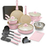 GreenLife Soft Grip Healthy Ceramic Nonstick 18 Piece Pots and Frying Pans Set Soft Pink