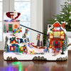 11-inch Pre-Lit Musical Ski Lift Holiday Village with Lights and Music