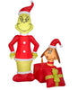 Dr. Seuss 5.5FT Grinch with Max Popping Out of a Present Holiday Yard Inflatable