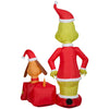 Dr. Seuss 5.5FT Grinch with Max Popping Out of a Present Holiday Yard Inflatable