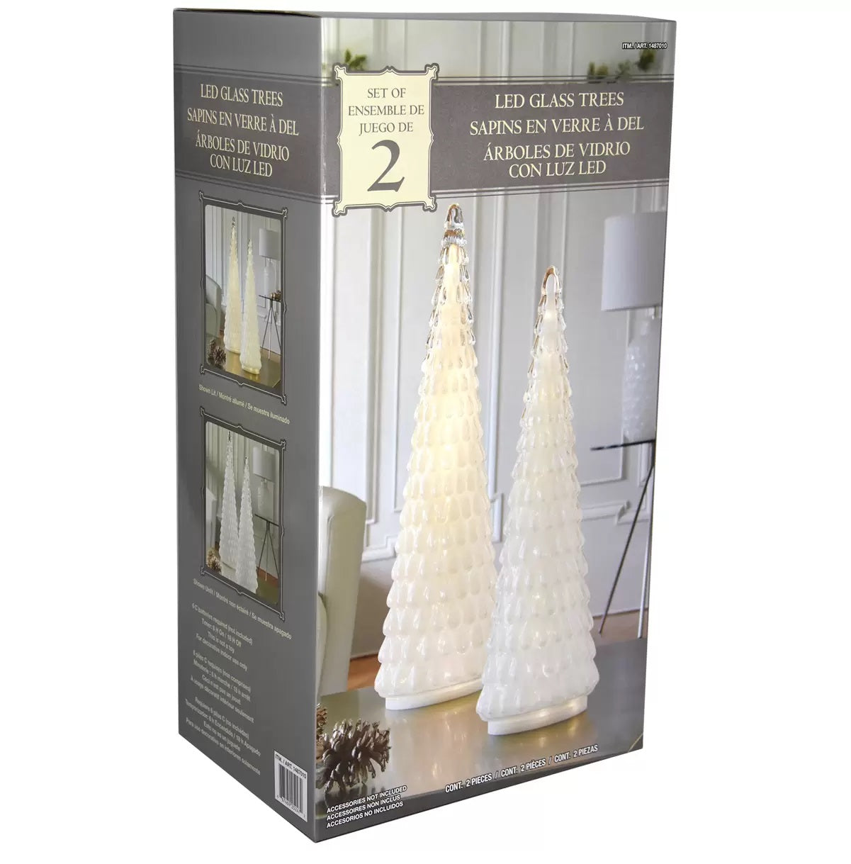 Glass Led Tree Set 2-Piece Holiday Decorative LED Glass Tree Set | My Quick Buy