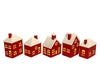 Holiday Ceramic Village 5 Piece Battery-Operated Holiday Buildings in Red/White