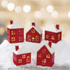 Holiday Ceramic Village 5 Piece Battery-Operated Holiday Buildings in Red/White
