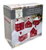 Holiday Ceramic Village 5 Piece Battery-Operated Holiday Buildings in Red/White