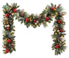 9FT Pre-Lit and Decorated Garland 90 Warm White LED Lights Red and Gold Accents