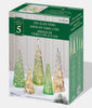 Set of 5 Glass Trees with LED Lights in Shades of Green
