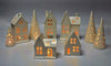 Battery-Operated 10-Piece Ceramic Holiday Village with Lights