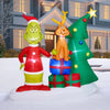 The Grinch 8FT Wide Grinch Standing with Max on top of Presents Scene Inflatable