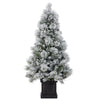 4.5ft Pre-Lit Glitter Flocked Potted Artificial Christmas Tree with Color-Changing LED Lights