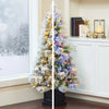 4.5ft Pre-Lit Glitter Flocked Potted Artificial Christmas Tree with Color-Changing LED Lights