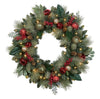 30-inch Pre-Lit Decorated Christmas Wreath with 50 LED Lights Battery Operated (Red)