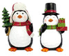 Set of 2 Holiday Penguins Hand Painted Holiday Decor