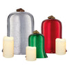 Set of 3 Glass Bell with LED Candle Set Silver, Red, and Green