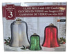 Set of 3 Glass Bell with LED Candle Set Silver, Red, and Green