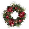 30-inch Artificial Holiday Pre-Lit LED Magnolia Wreath