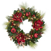30-inch Artificial Holiday Pre-Lit LED Magnolia Wreath