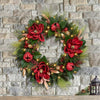 30-inch Artificial Holiday Pre-Lit LED Magnolia Wreath