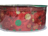 Kirkland Wire Edged Red Sheer Ribbon with Glitter Circle Accents 50yd X 2.5in