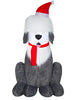7FT Holiday Inflatable Fuzzy Sheep Dog with Santa Hat and Red Scarf