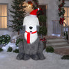 7FT Holiday Inflatable Fuzzy Sheep Dog with Santa Hat and Red Scarf
