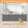 Retractable Mounted Extra Wide and Long Mesh Baby Gate Gray 34in H X 120in