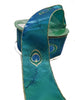 3 Whimsy Peacock Feather Emerald & Gold Wire Edge Premium Holiday Tree Decorating Bow Gift Wrapping Ribbon 2.5" x 50 yds