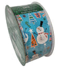 Kirkland Signature Wire-Edged Blue Snowman Holiday Scene 2.5-inch W X 50 Yards