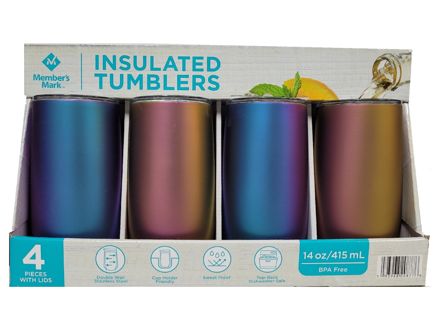 Member's Mark 14-oz Stainless Steel Insulated Tumblers with Lids 4-Pack Dragonfly