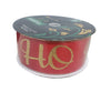 Christmas Premium Wired Ribbon Ho Ho Ho! On Red Satin 2.5" 50 Yards