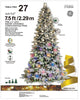 GE 7.5-ft Pre-lit Pre-Lit LED Flocked Candlewood Pine Artificial Christmas Tree