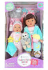 Sweet Sisters Pajama Party 13in & 16in Vinyl Dolls and Accessories Dark Brown Hair