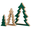 Decorative Nesting Wooden Holiday Trees 3-Pack Green 17.8", 13.4", 8.6"