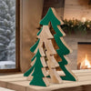 Decorative Nesting Wooden Holiday Trees 3-Pack Green 17.8", 13.4", 8.6"