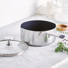 Blue Diamond Tri-Ply Ceramic Nonstick 1.6 QT Saucepan Pot with Lid Silver