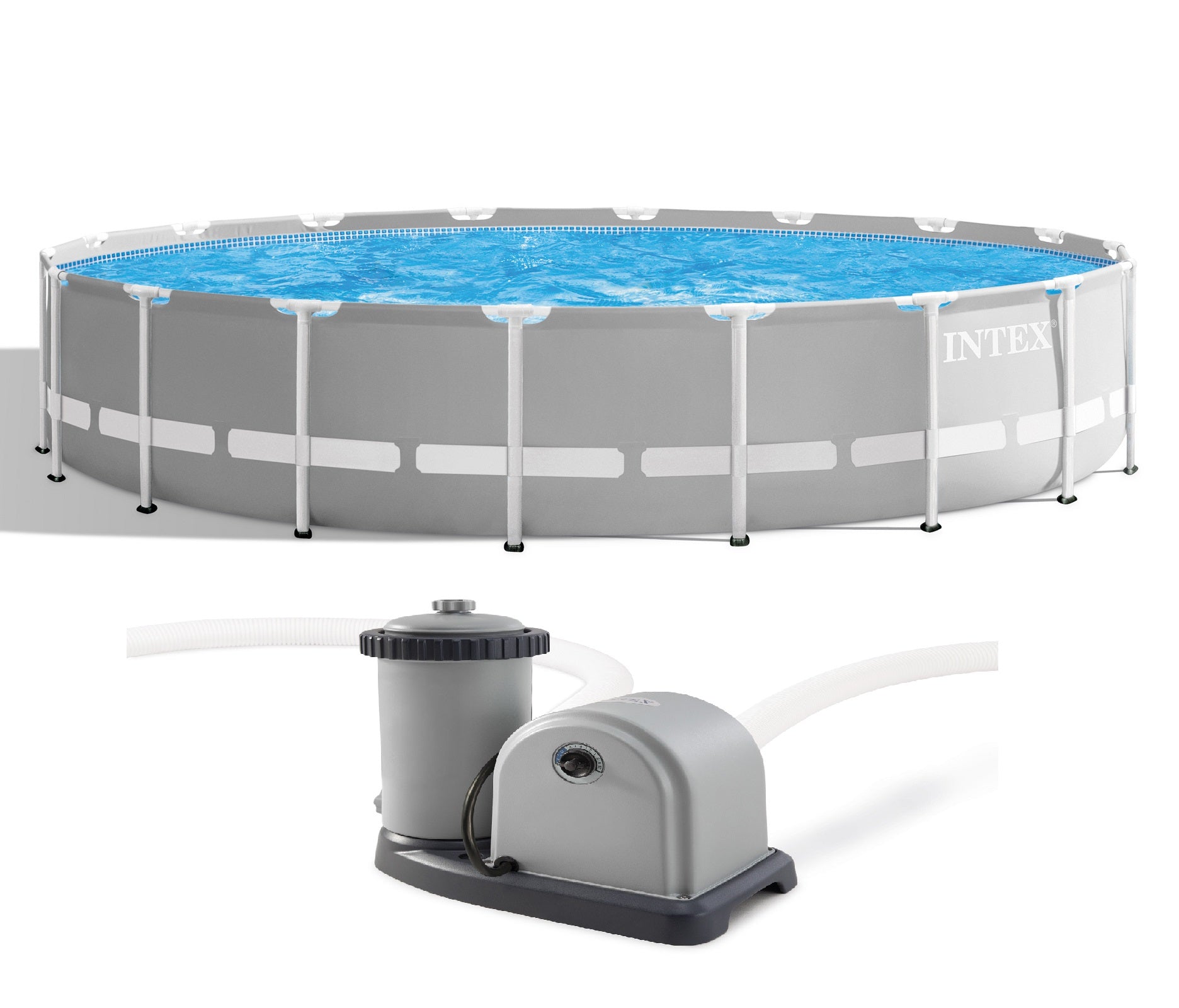 Intex 18ft X 48in Prism Frame Pool Set with Filter Pump, Ladder, Ground Cloth & Pool Cover