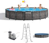 Intex 18ft x 48in Greywood Prism Steel Frame Pool Set with Cover, Ladder, Pump