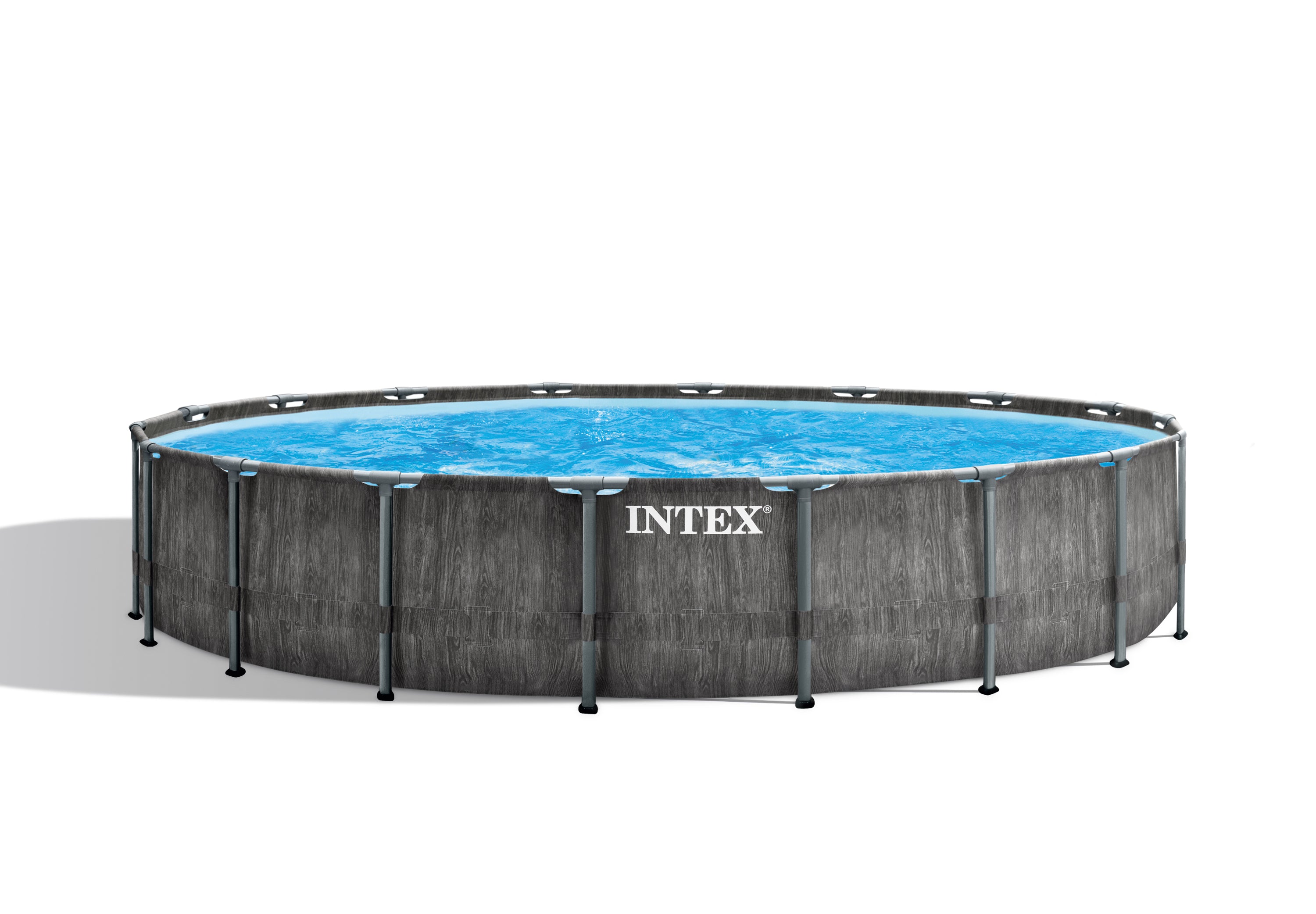 Intex 18ft x 48in Greywood Prism Steel Frame Pool Set with Cover, Ladder, Pump