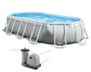 Intex 16.6ft X 9ft X 48in Oval Prism Frame Pool Set, Light Grey