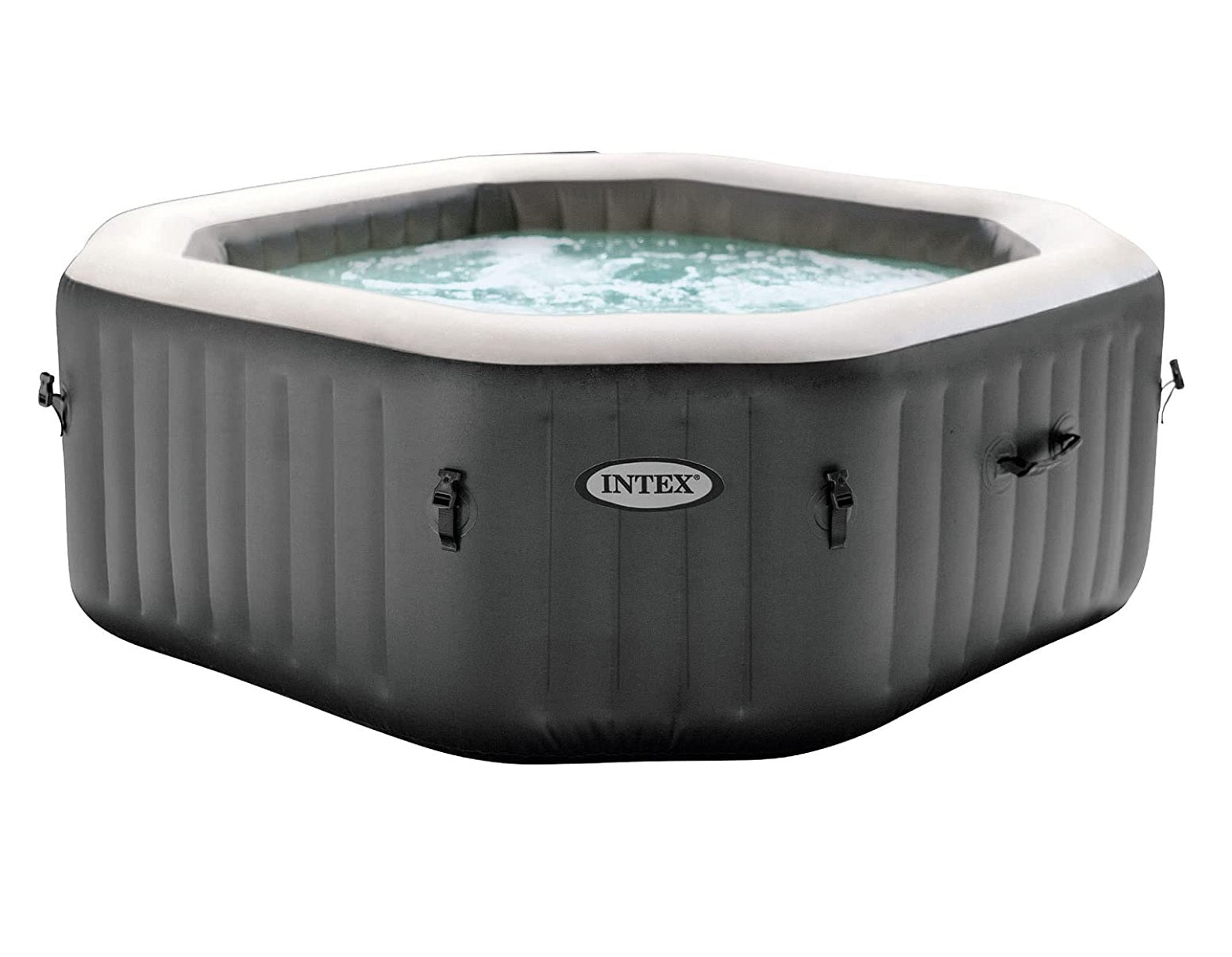 INTEX 28433EP PureSpa Bubble Massage Deluxe Inflatable Spa Set Grey 4-Person