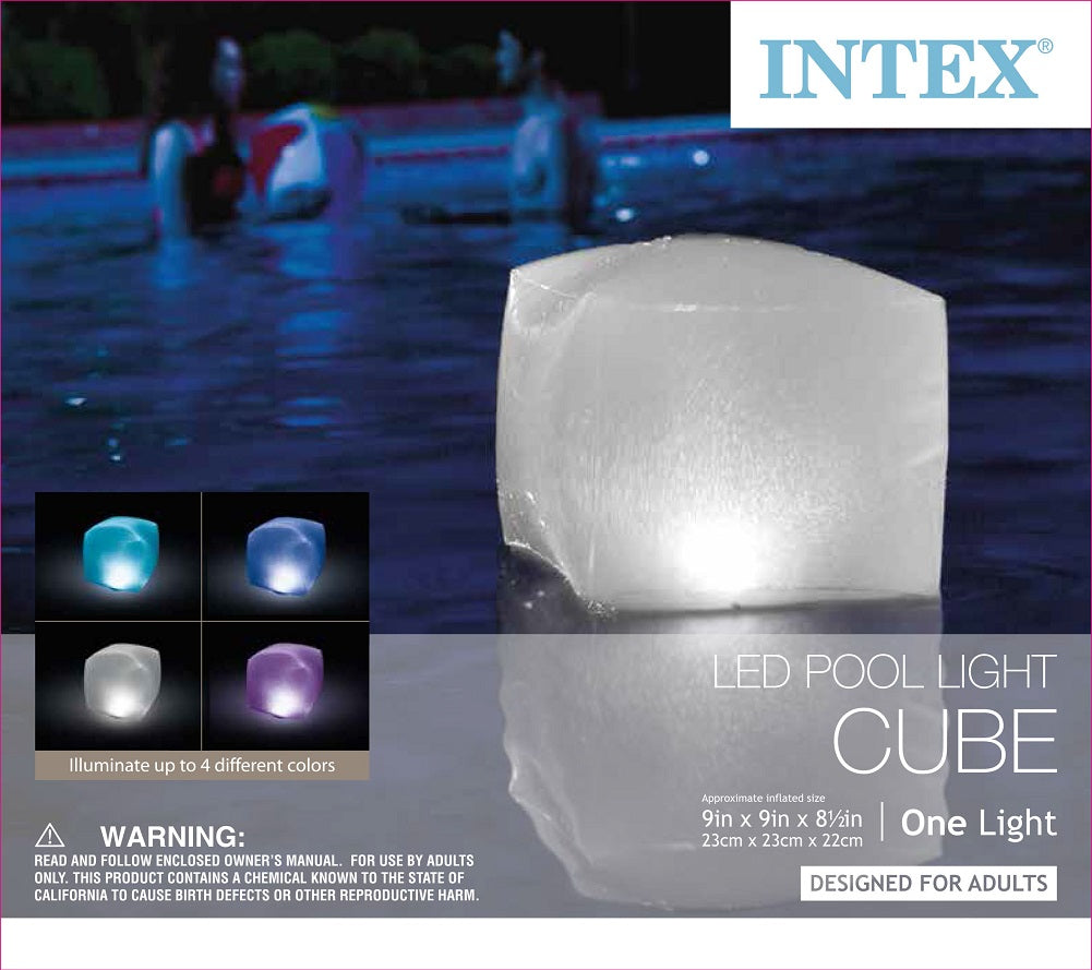 Intex Floating LED Inflatable Cube Light with Multi-Color Illumination Battery Powered
