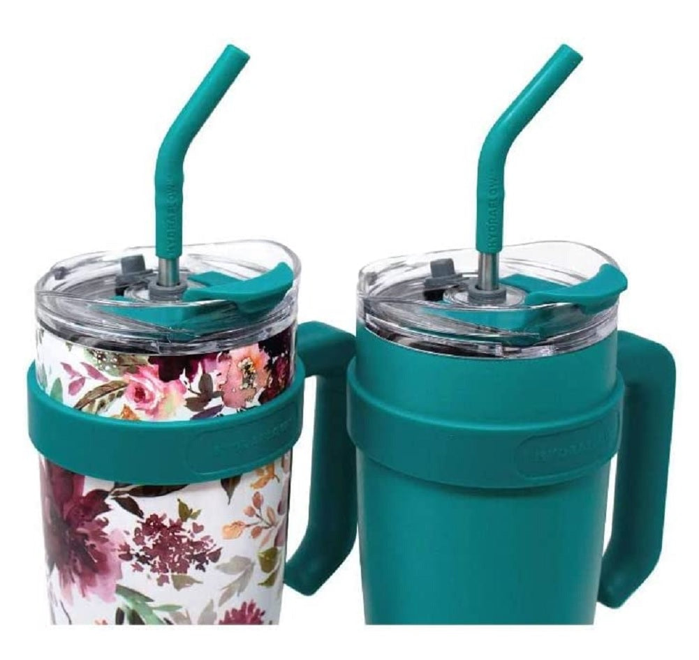 Hydraflow 40-oz Double Wall Stainless Steel Tumbler w/ Handle Teal