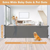 Retractable Mounted Extra Wide and Long Mesh Baby Gate Gray 34in H X 110in