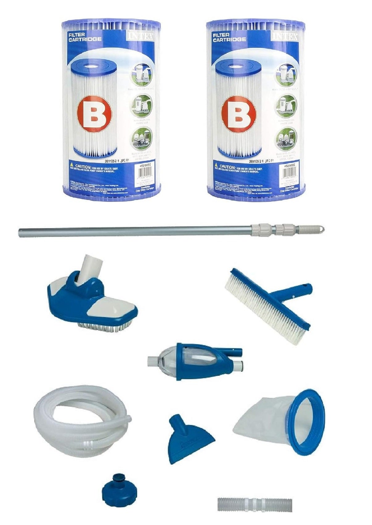 Intex Deluxe Pool Maintenance Kit with 2-Pack Intex Pool Replacement B-Filters