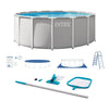 Intex Prism Frame 15 X 48 Above Ground Swimming Pool Set and Maintenance Cleaning Kit