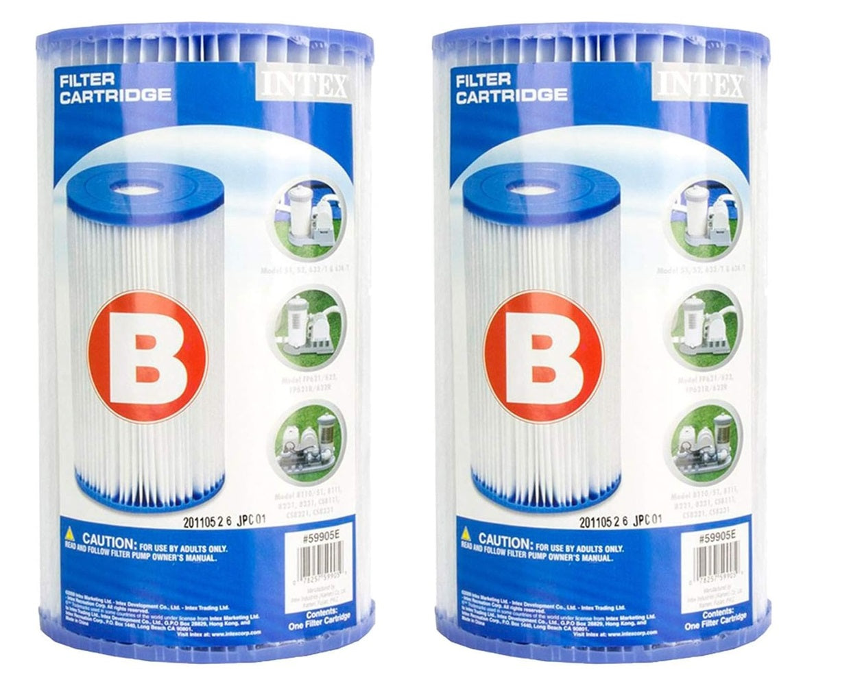 Intex Replacement Type B Pool Filter Cartridge - 2 Pack