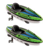 Intex Challenger K1 Inflatable Kayak with Oars and Pump Green/Blue (2-Pack)
