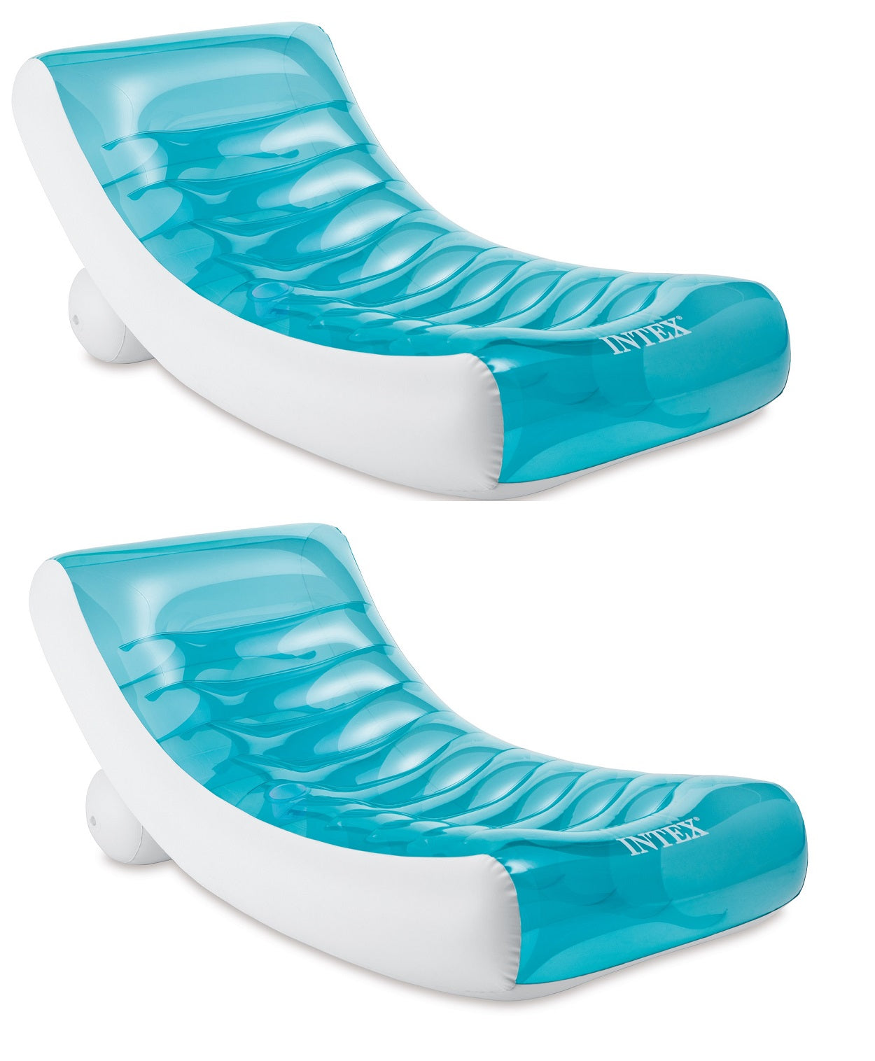 Intex Inflatable Rockin' Lounge Pool Floating Raft Chair with Cupholder 2-Pack